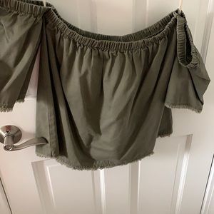 Army green off the shoulder top